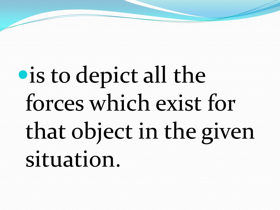 is to depict all the forces which exist for that object in the given situation.