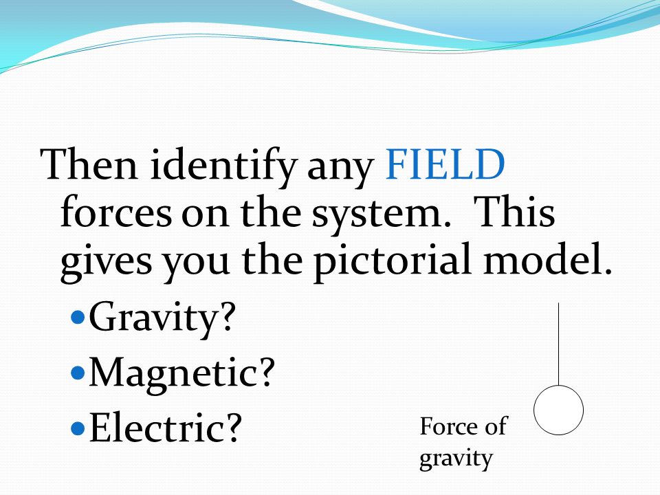 Then identify any FIELD forces on the system