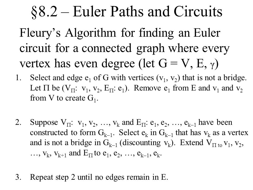 §8.2 – Euler Paths and Circuits
