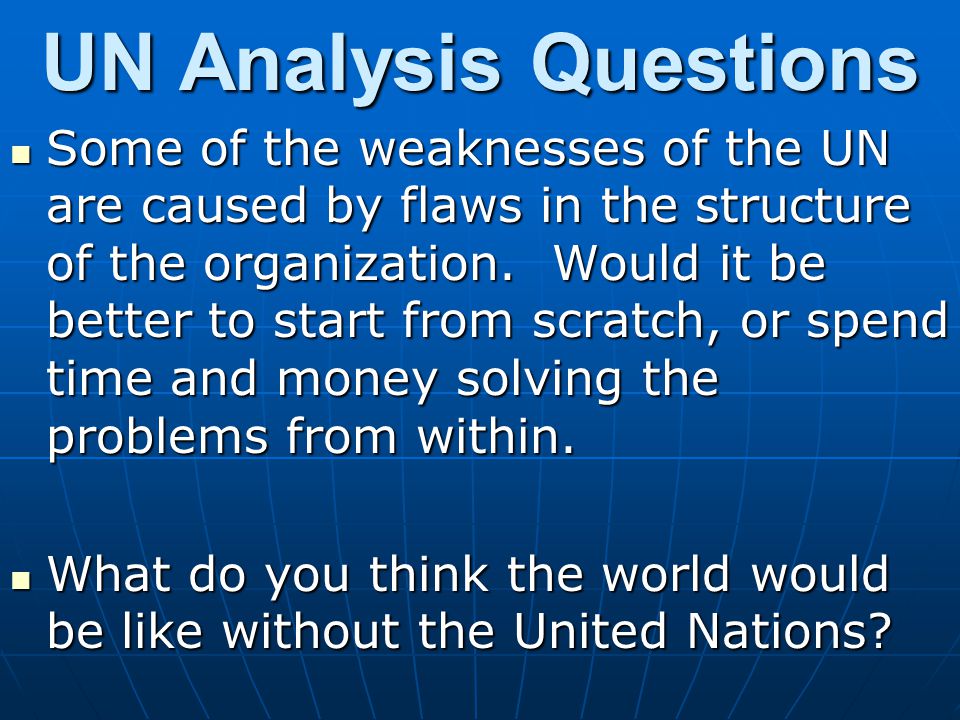 UN Analysis Questions