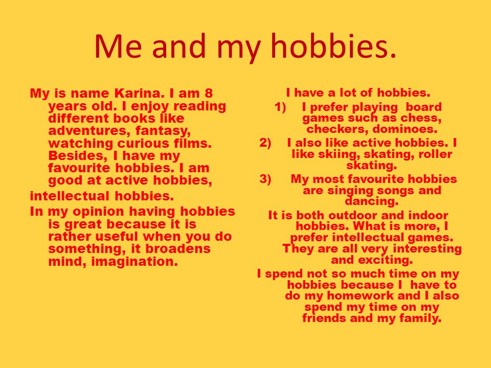 
my hobbies questions