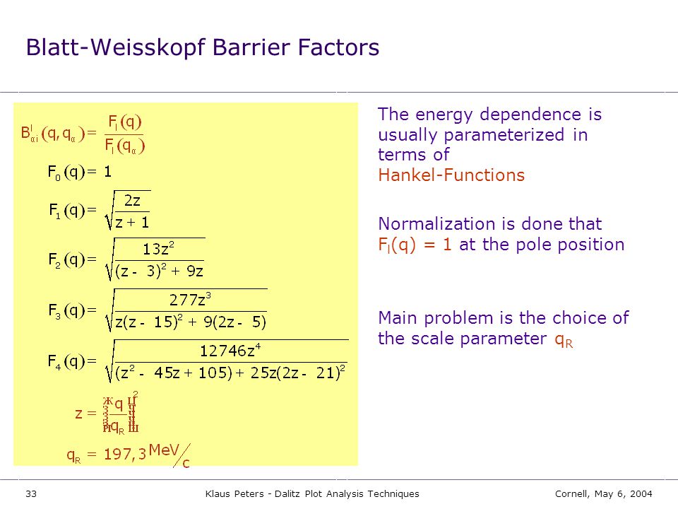 Blatt-Weisskopf Barrier Factors