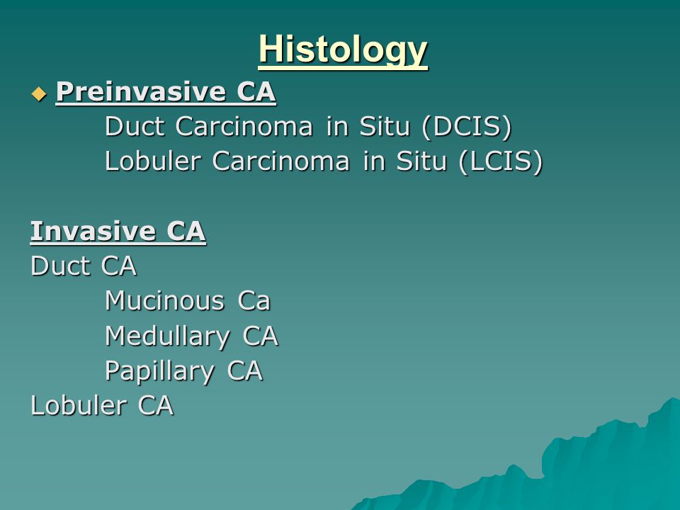 Histology Preinvasive CA Duct Carcinoma in Situ (DCIS)