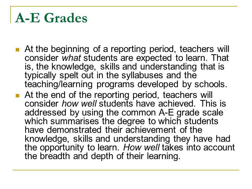 A-E Grades