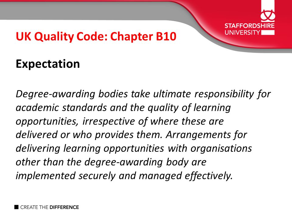 UK Quality Code: Chapter B10 Expectation
