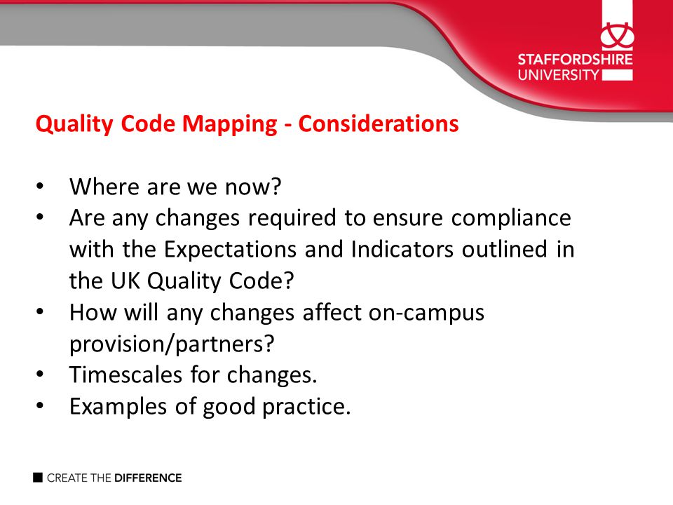 Quality Code Mapping - Considerations