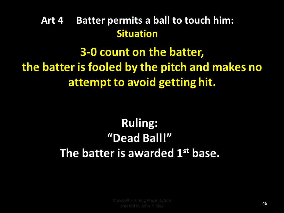The batter is awarded 1st base.