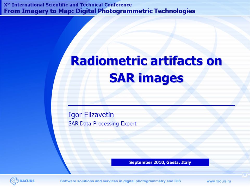 Radiometric artifacts on SAR images