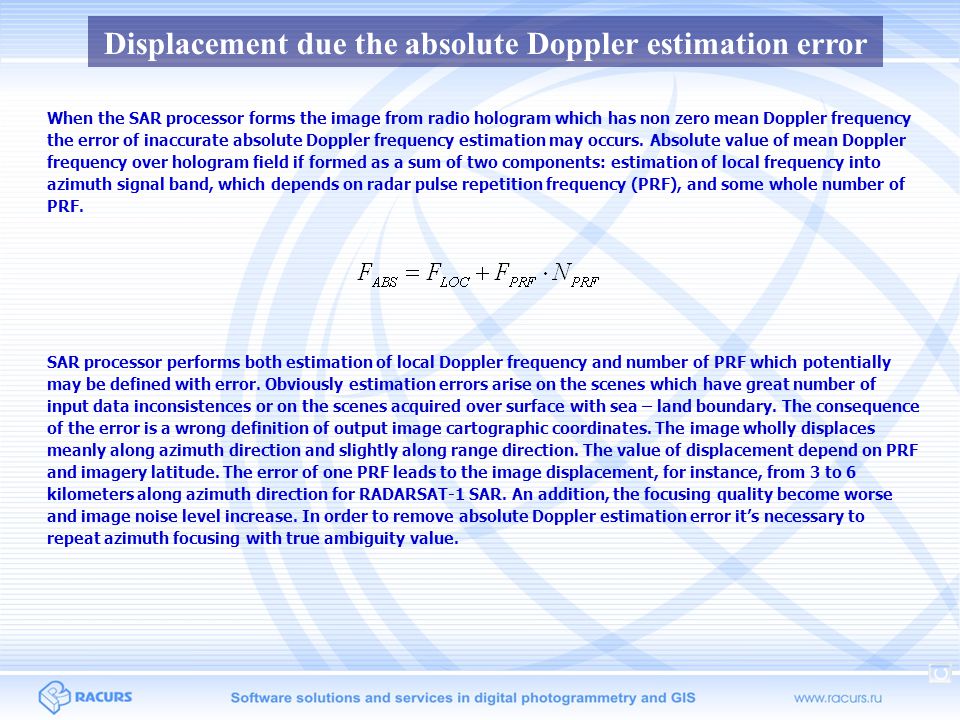 Displacement due the absolute Doppler estimation error