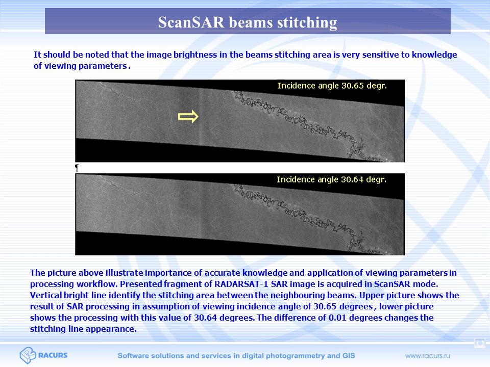 ScanSAR beams stitching