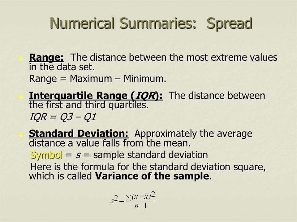 Numerical Summaries: Spread