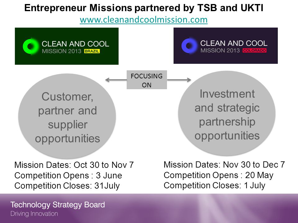 Entrepreneur Missions partnered by TSB and UKTI