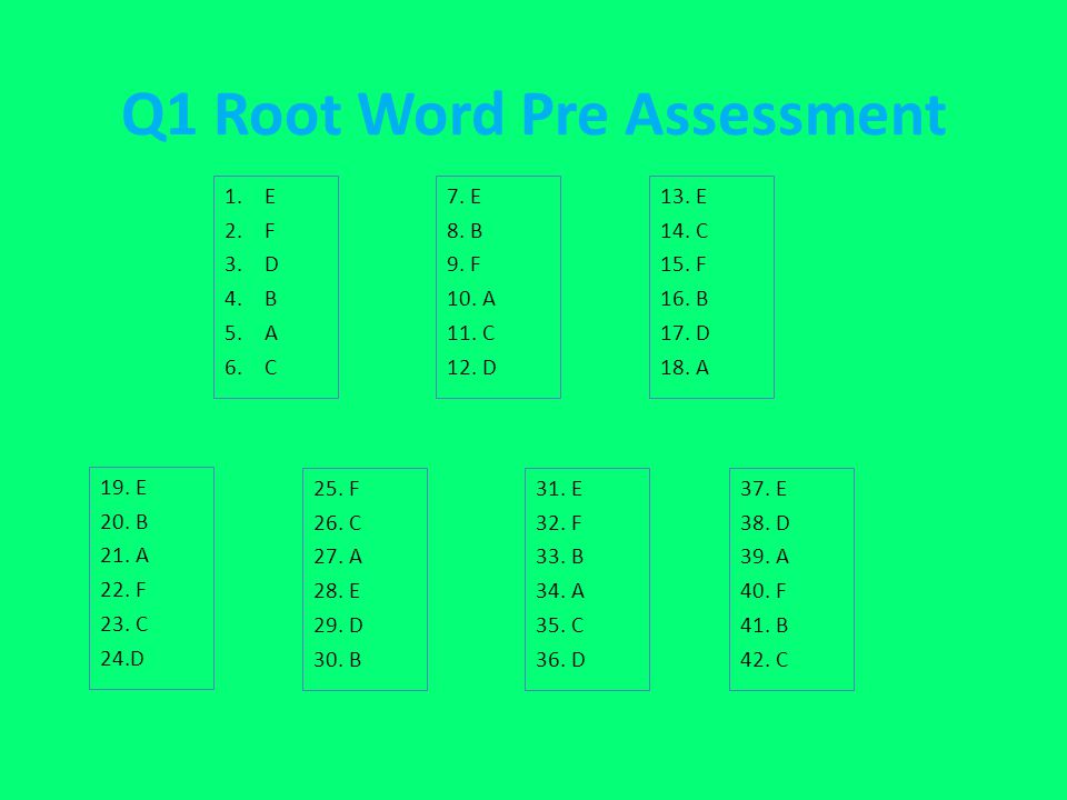 Q1 Root Word Pre Assessment