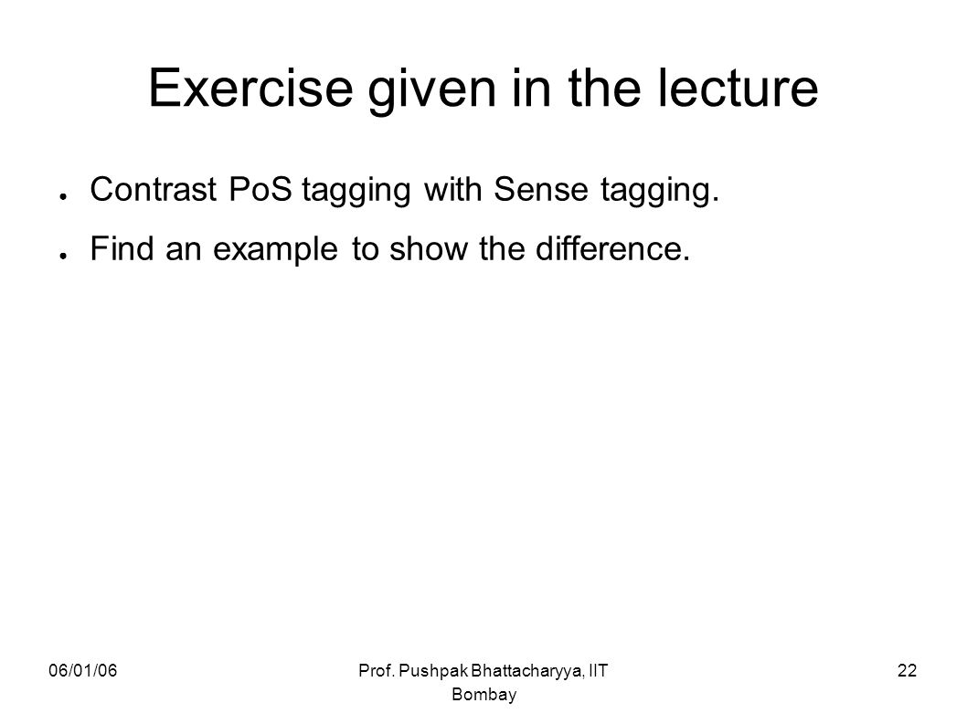 Exercise given in the lecture