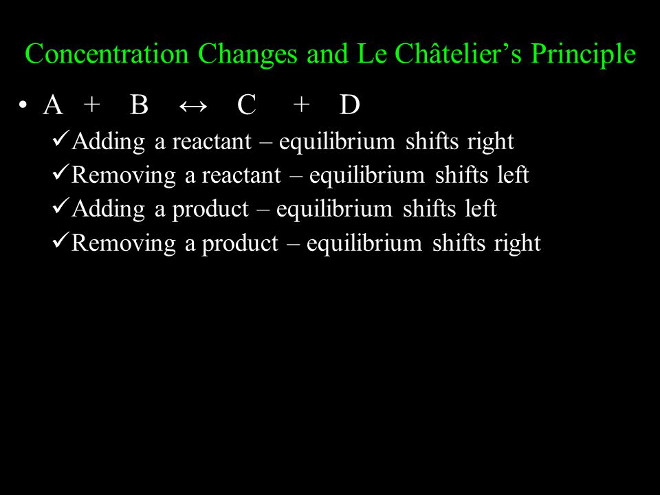 Concentration Changes and Le Châtelier’s Principle