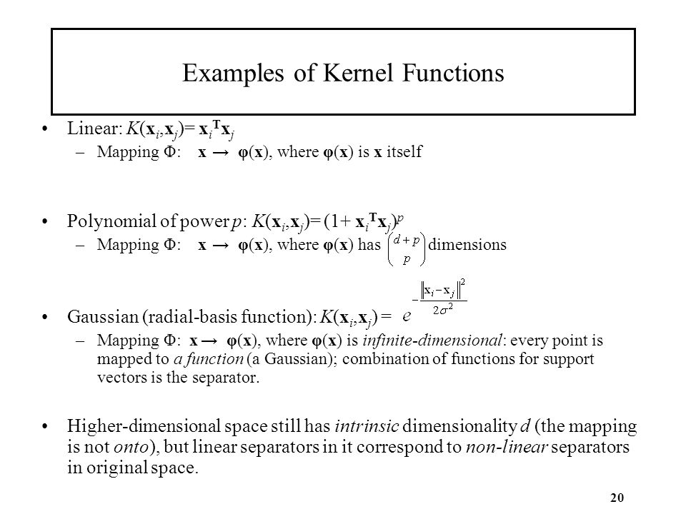 Examples of Kernel Functions