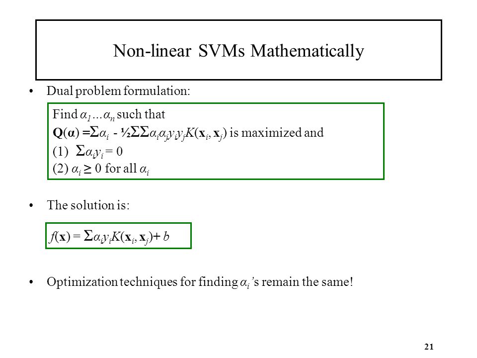 Non-linear SVMs Mathematically