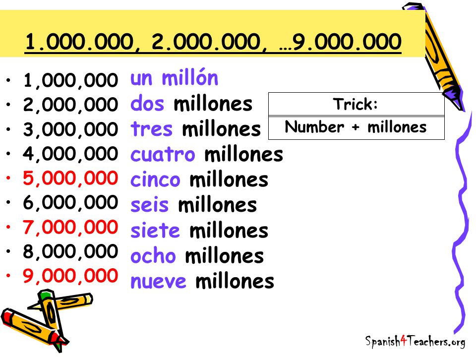 , , … un millón dos millones tres millones