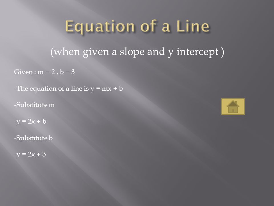 Equation of a Line (when given a slope and y intercept )