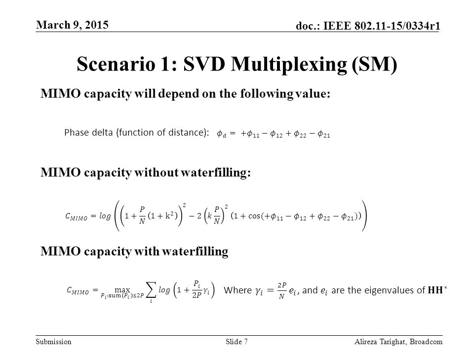 Scenario 1: SVD Multiplexing (SM)