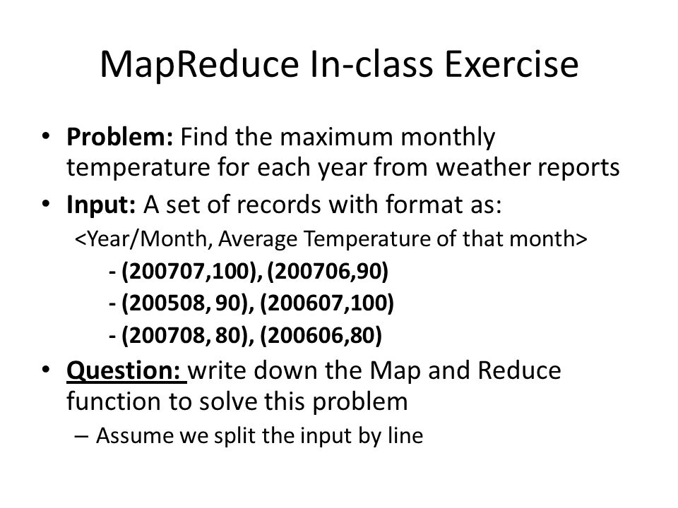 MapReduce In-class Exercise