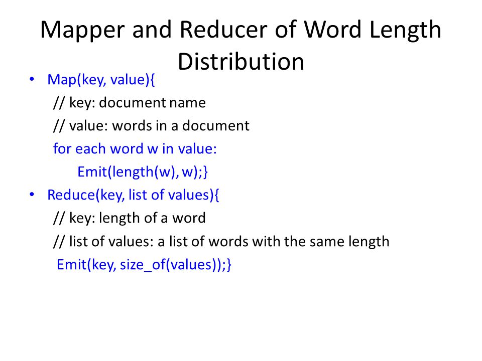 Mapper and Reducer of Word Length Distribution