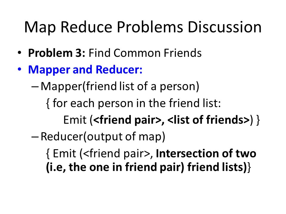 Map Reduce Problems Discussion