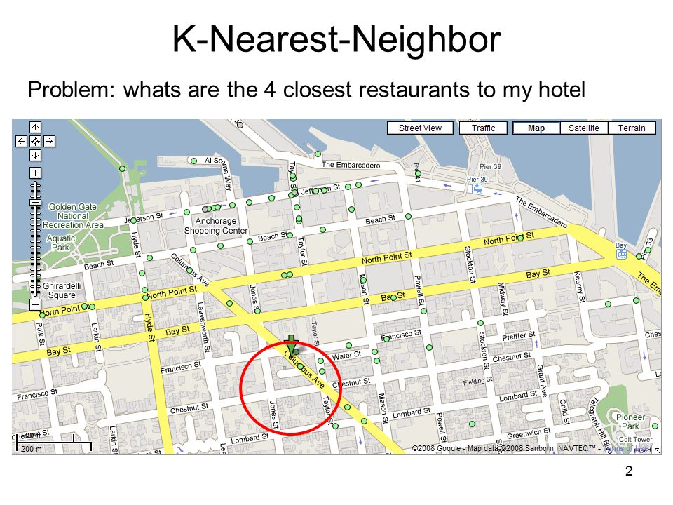 K-Nearest-Neighbor Problem: whats are the 4 closest restaurants to my hotel
