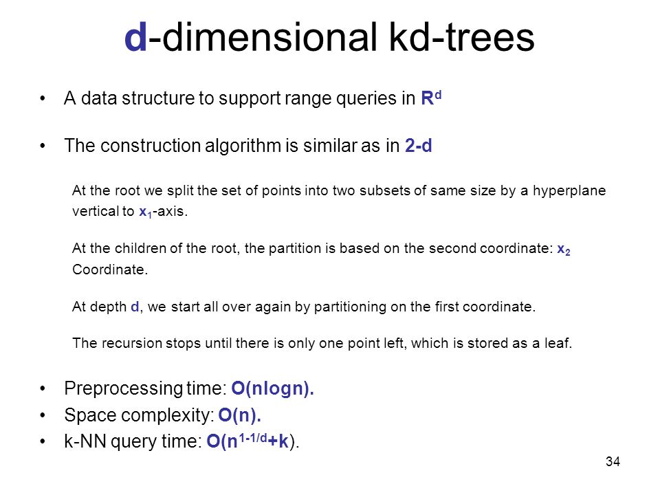 d-dimensional kd-trees