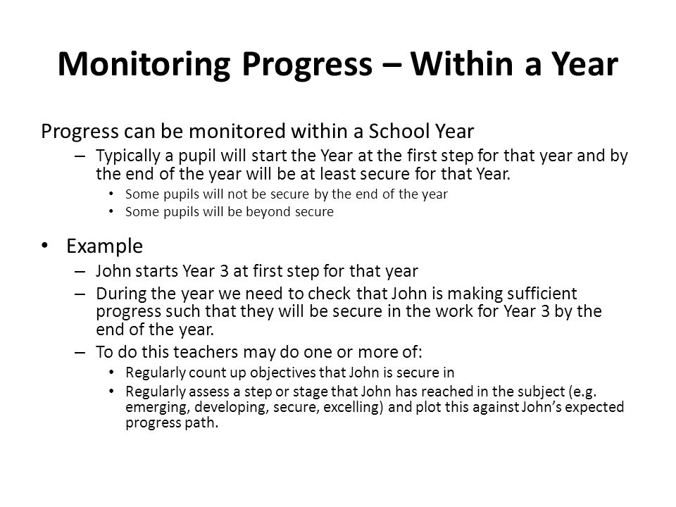 Monitoring Progress – Within a Year