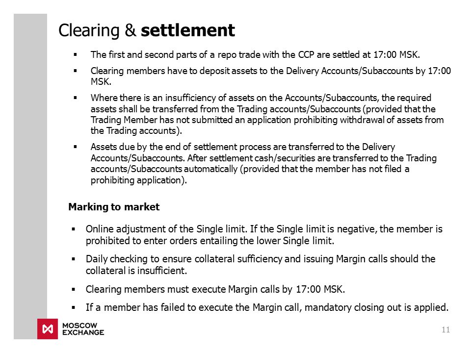Clearing & settlement Marking to market