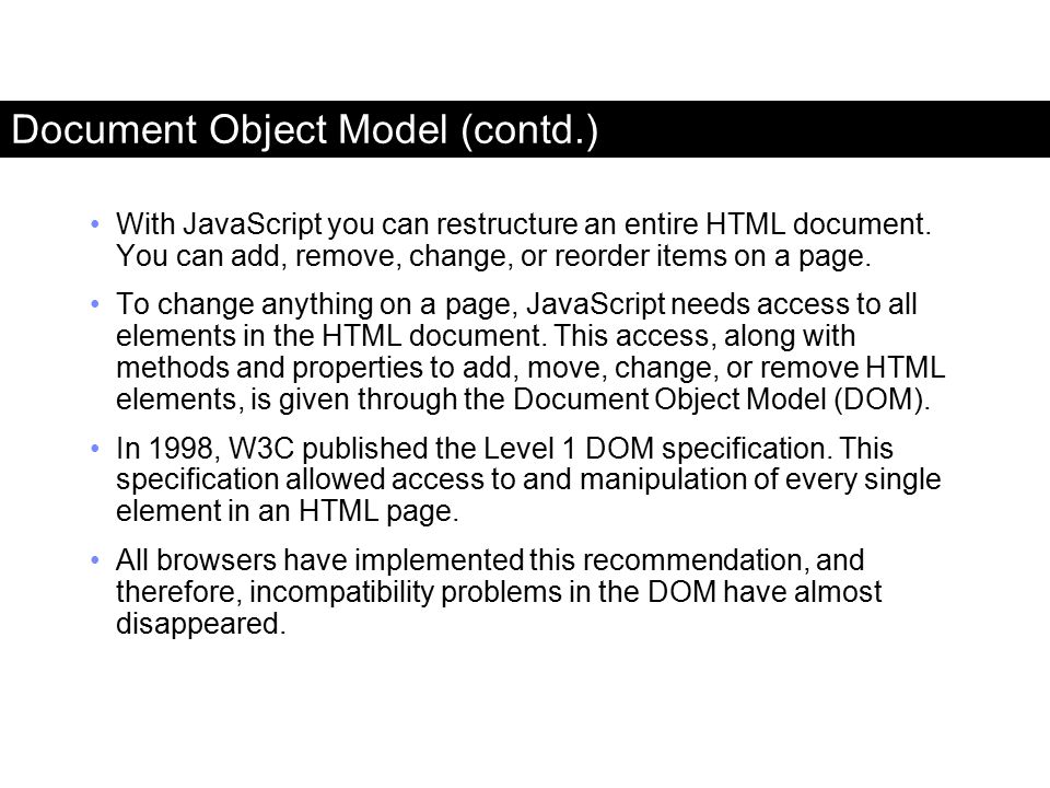 Document Object Model (contd.)
