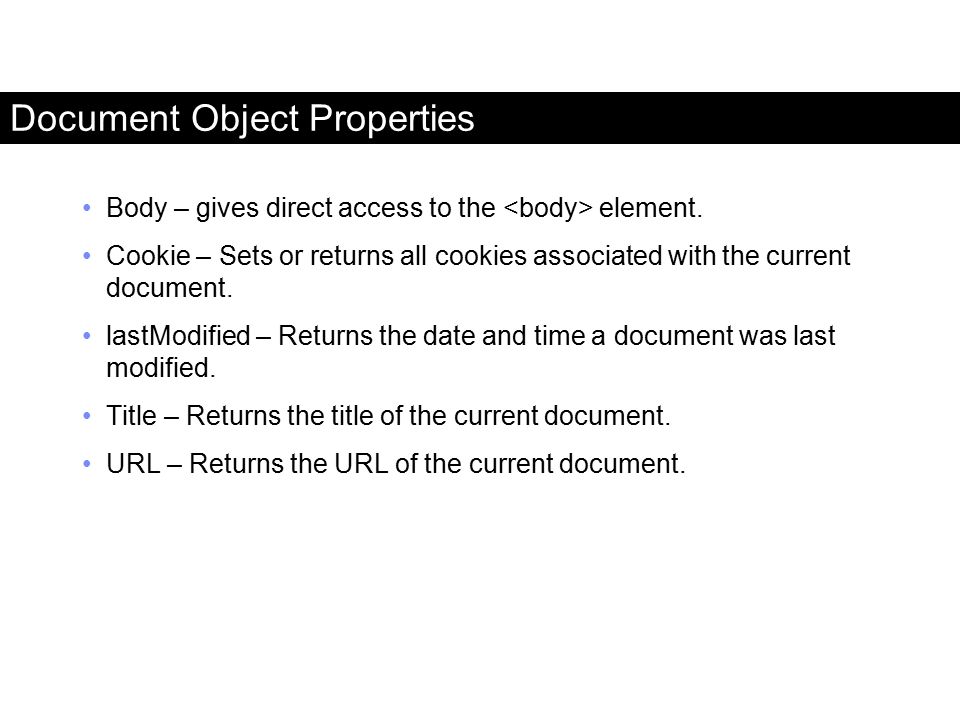 Document Object Properties