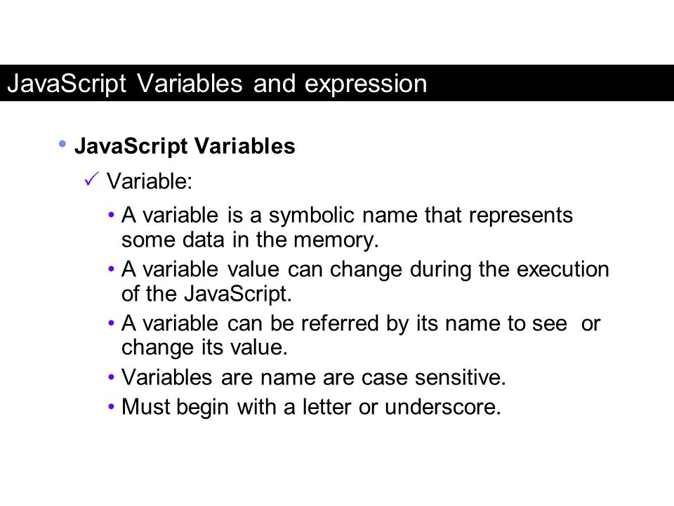 JavaScript Variables and expression