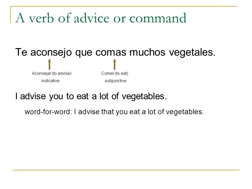 A verb of advice or command