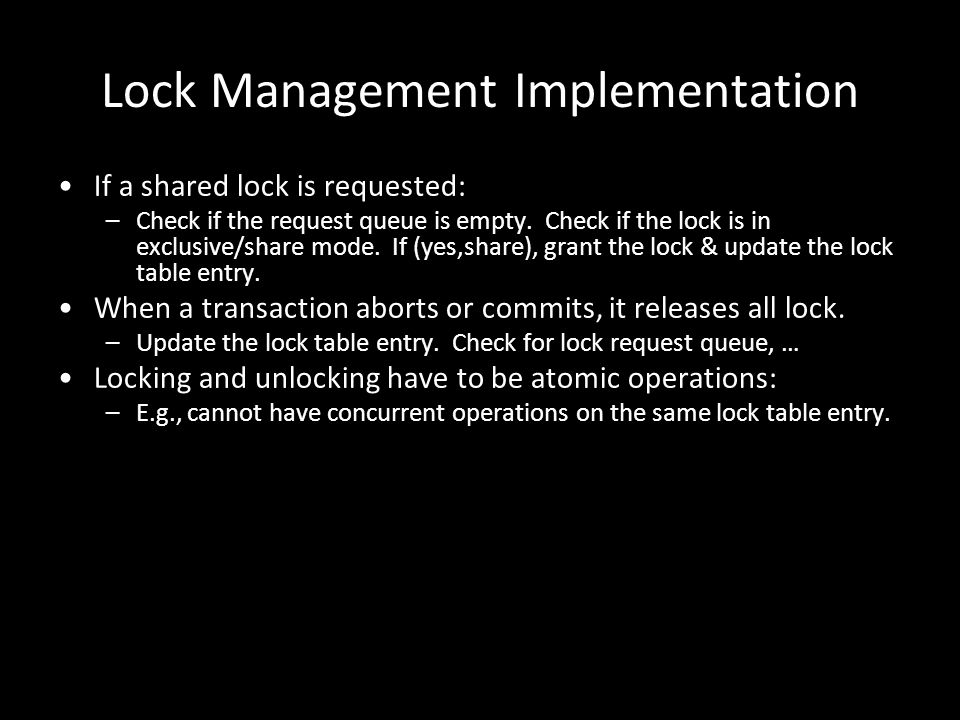 Lock Management Implementation
