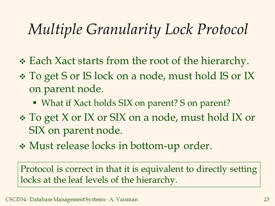 Multiple Granularity Lock Protocol
