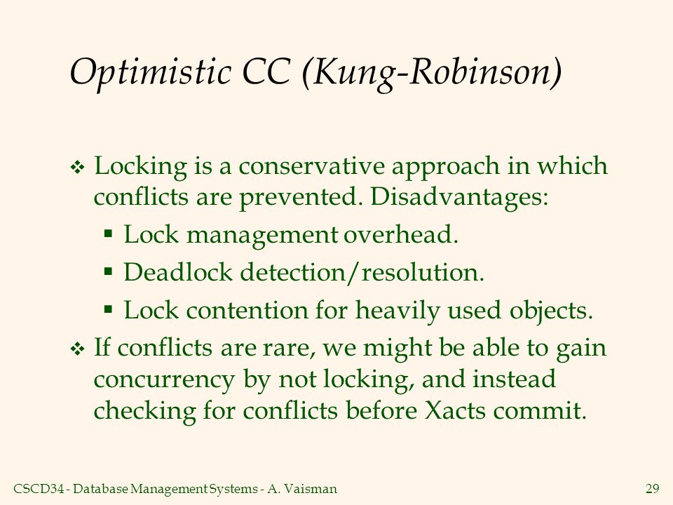 Optimistic CC (Kung-Robinson)