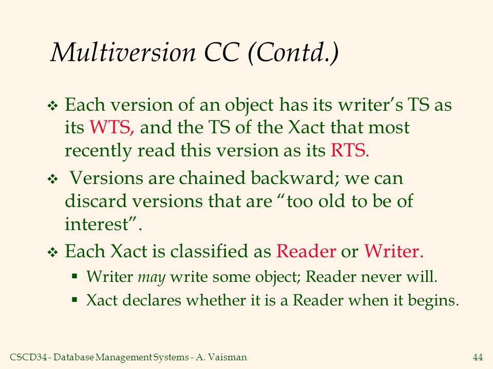 Multiversion CC (Contd.)