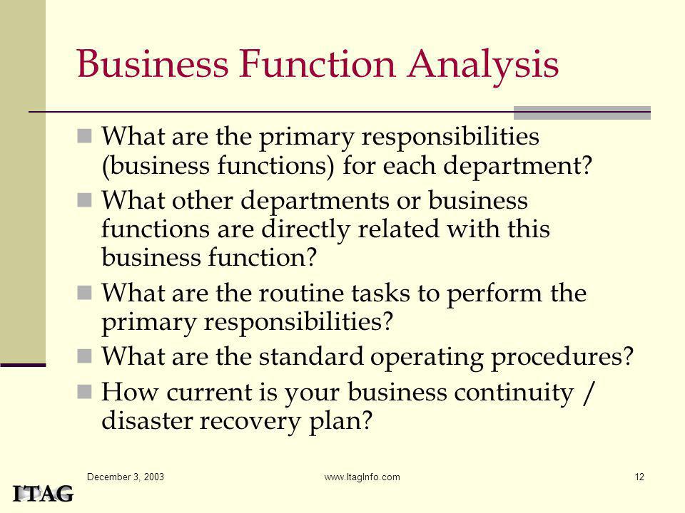 Business Function Analysis
