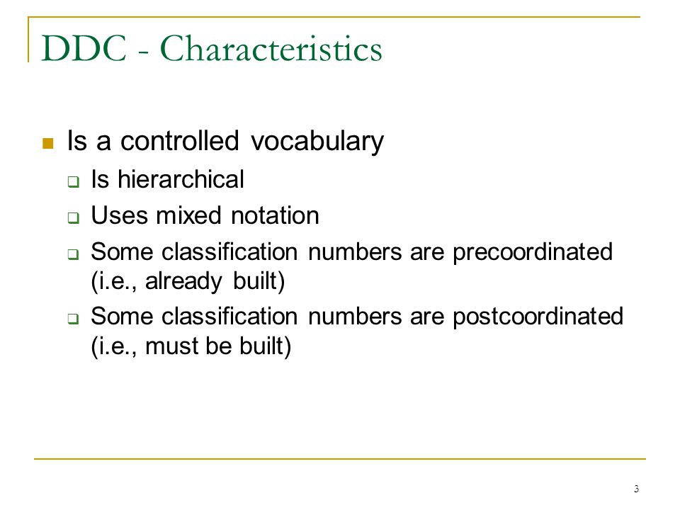 features of dewey decimal classification