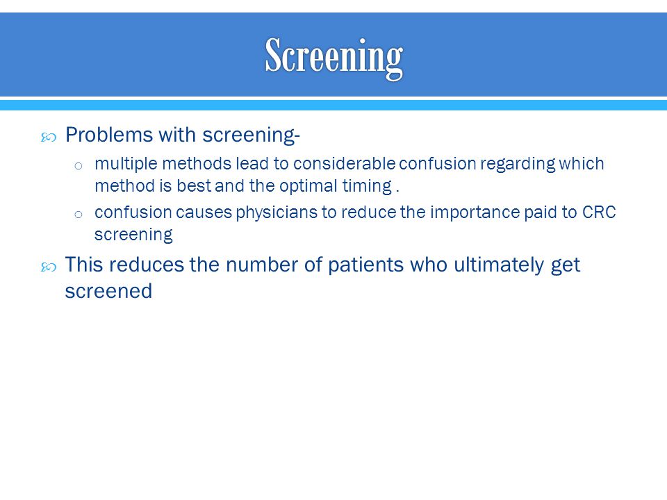 Screening Problems with screening-