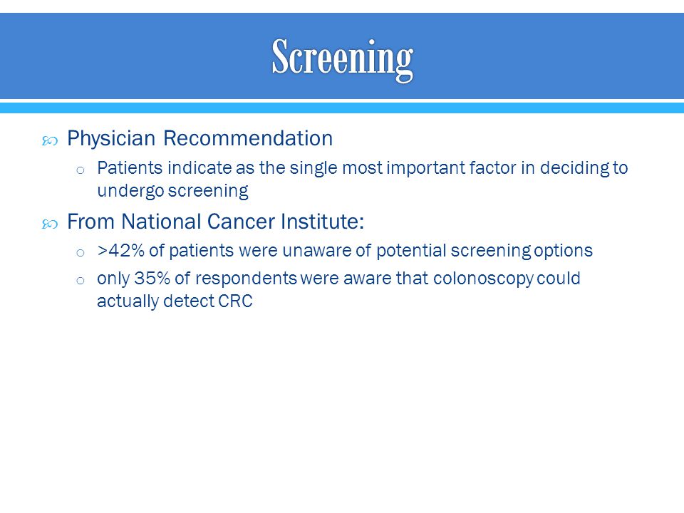 Screening Physician Recommendation From National Cancer Institute: