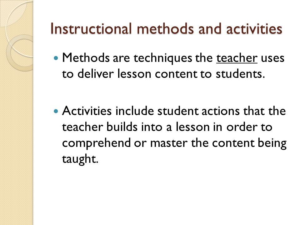 Instructional methods and activities