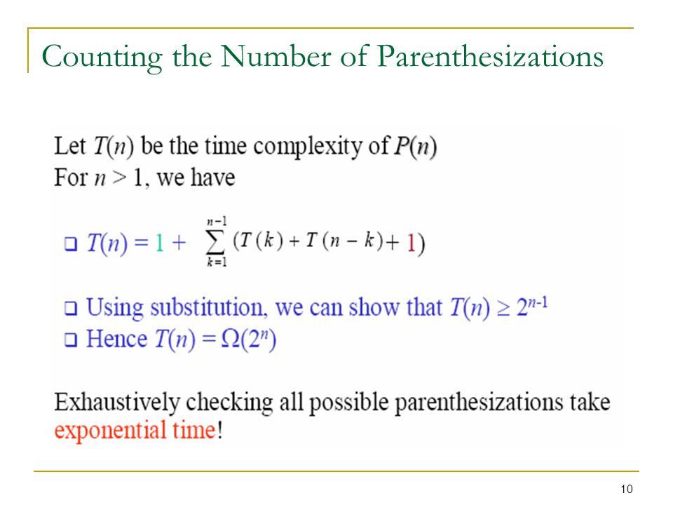 Counting the Number of Parenthesizations