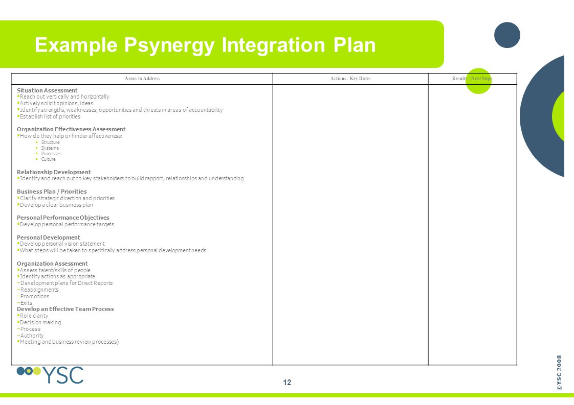 Example Psynergy Integration Plan