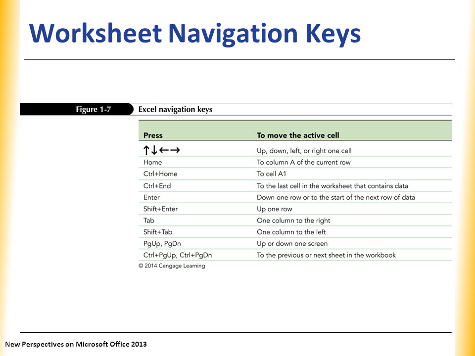 Worksheet Navigation Keys