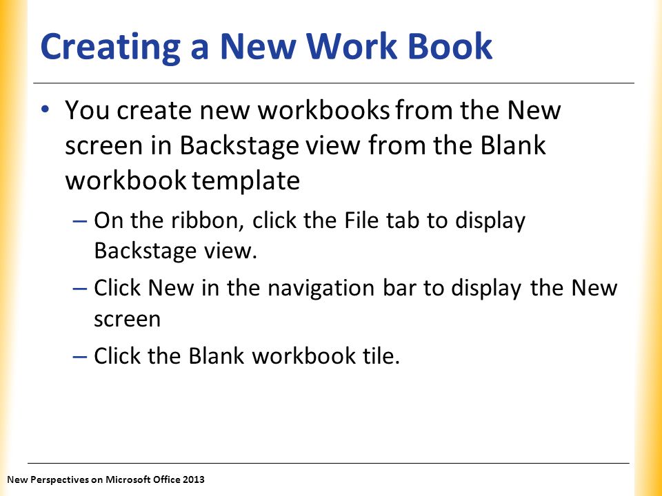 Creating a New Work Book