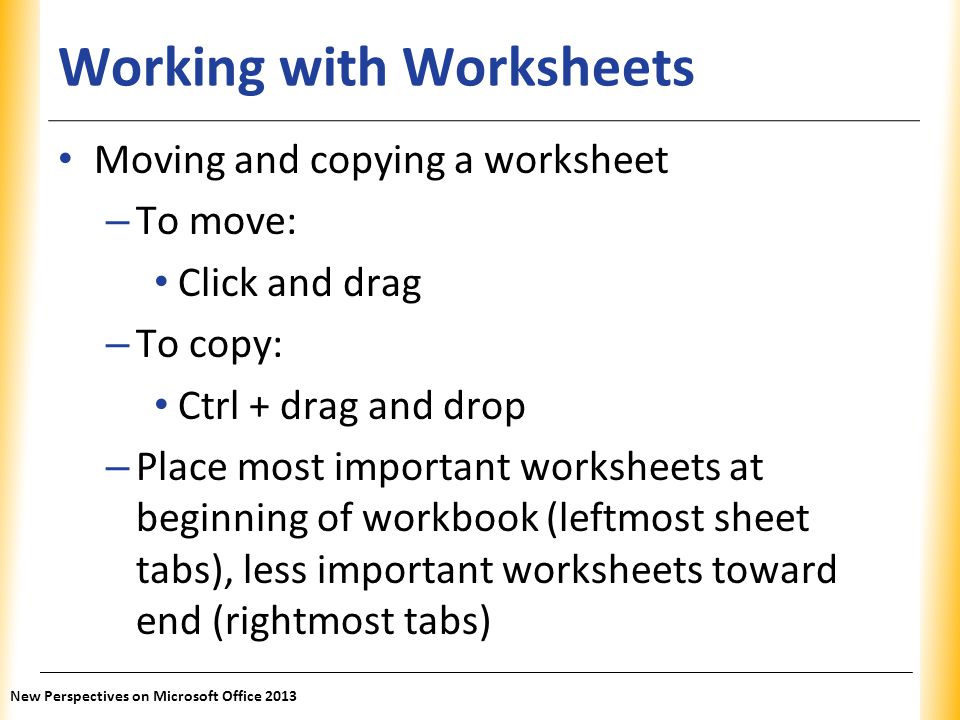 Working with Worksheets