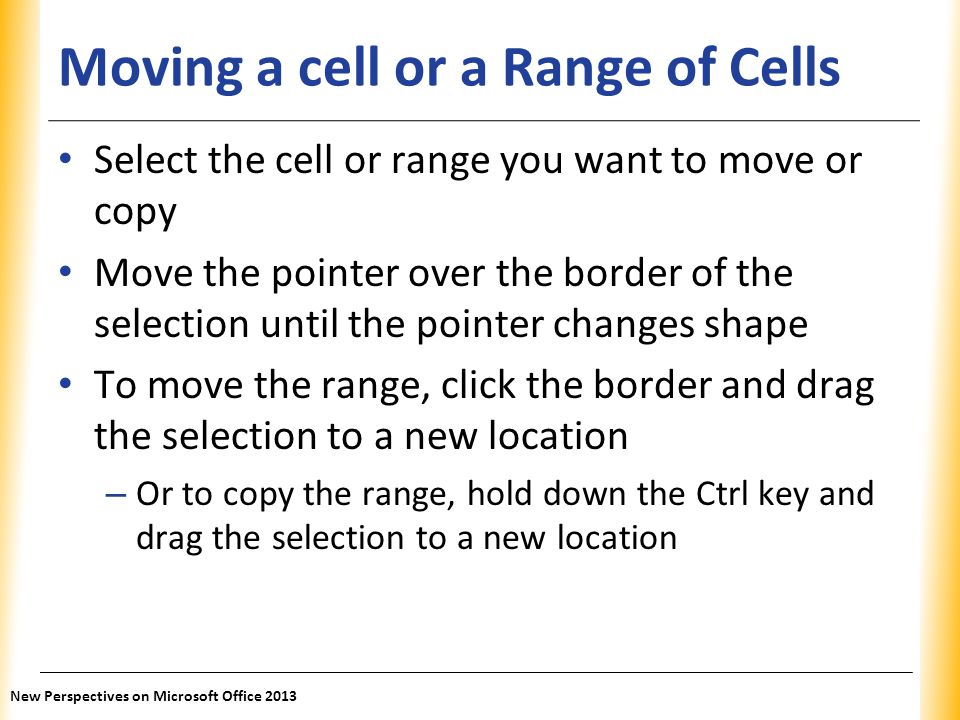 Moving a cell or a Range of Cells